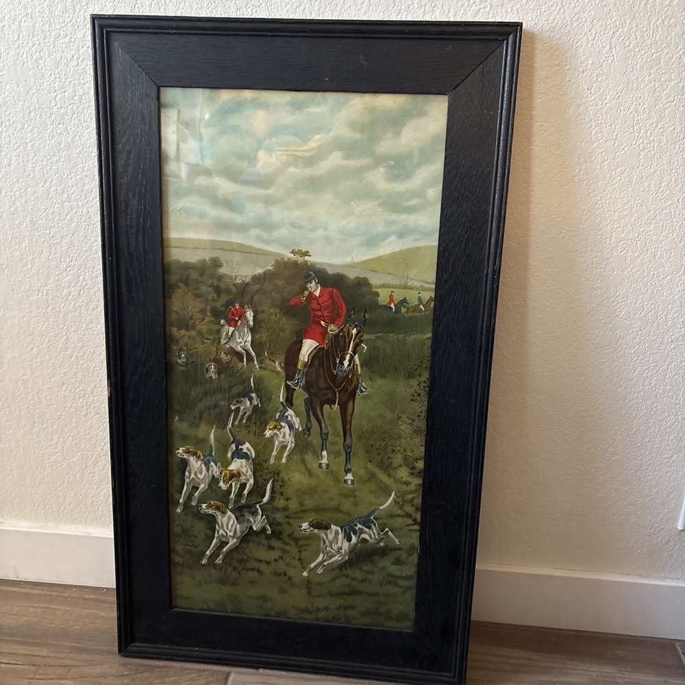 VINTAGE Wood Framed Color Etching "GONE AWAY" BY A.C.HAVELL 1902 LONDON Heavy